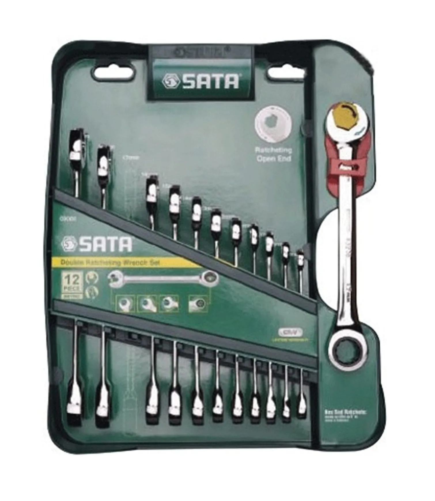 Zestaw 12 kluczy płasko-oczkowych z grzechotką Gearwrench Sata 09066
