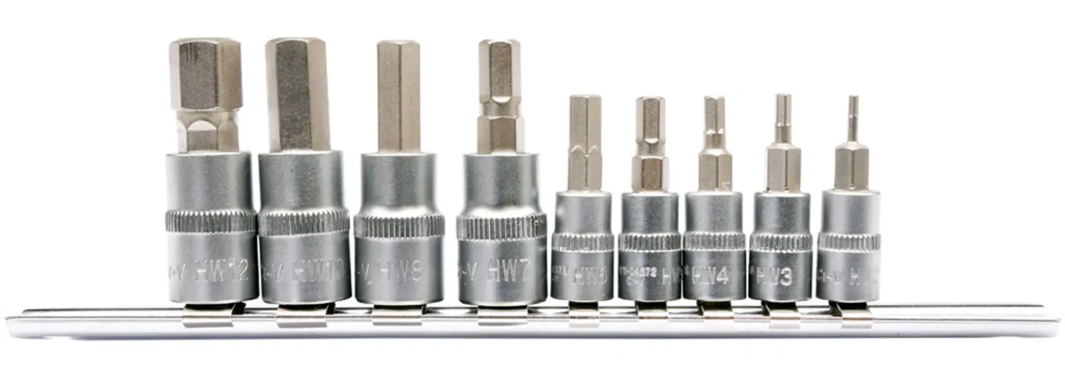 Zestaw kluczy trzpieniowych 1/4" 3/8" na szynie 9szt. Yato YT-04401