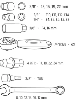 Zestaw narzędzi do motocykla 25 elementów Neo 10-500
