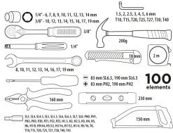 Zestaw narzędziowy 100szt. Top Tools 38D535