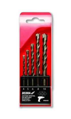 Zestaw 5szt. wierteł do betonu, 4, 5, 6, 8, 10mm Dedra WBS05