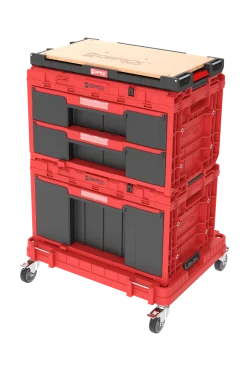Zestaw szuflad na platformie kołowej Qbrick System ONE 2.0 WORKSHOP DRAWERS SET nr 7 RED Ultra HD Custom