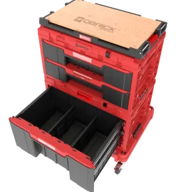 Zestaw szuflad na platformie kołowej Qbrick System ONE 2.0 WORKSHOP DRAWERS SET nr 7 RED Ultra HD Custom