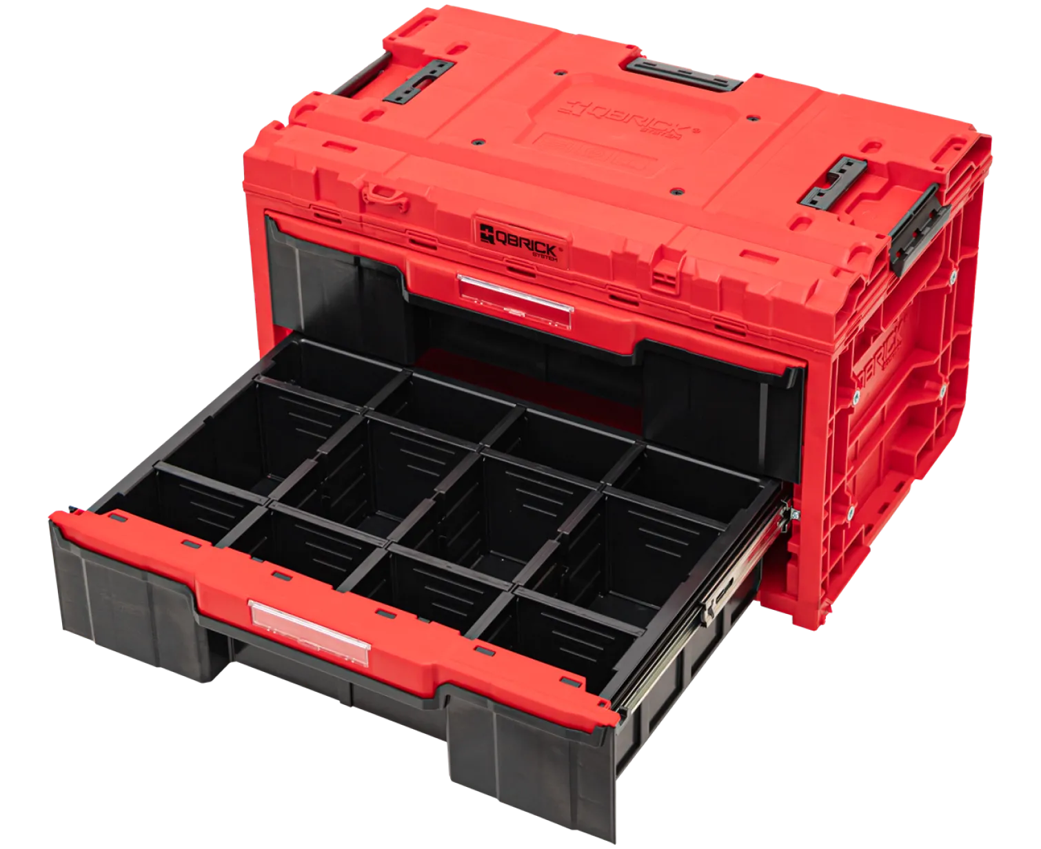 Zestaw szuflad na platformie kołowej Qbrick System ONE 2.0 WORKSHOP DRAWERS SET nr 7 RED Ultra HD Custom