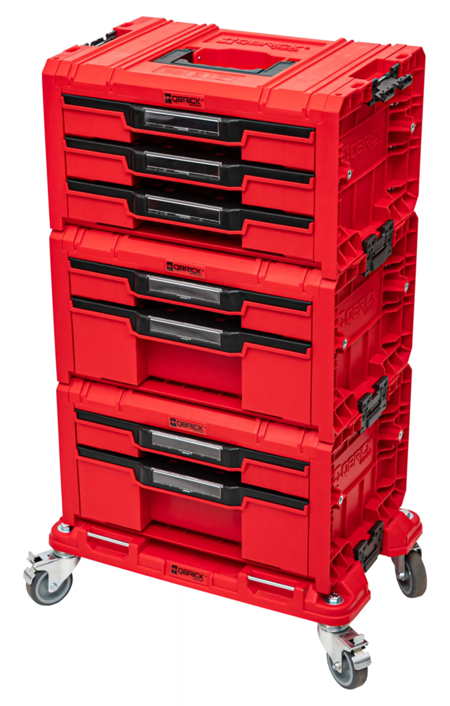 Zestaw szuflad na platformie kołowej Qbrick System PRO 2.0 DRAWER SET EXPERT RED Ultra HD Custom