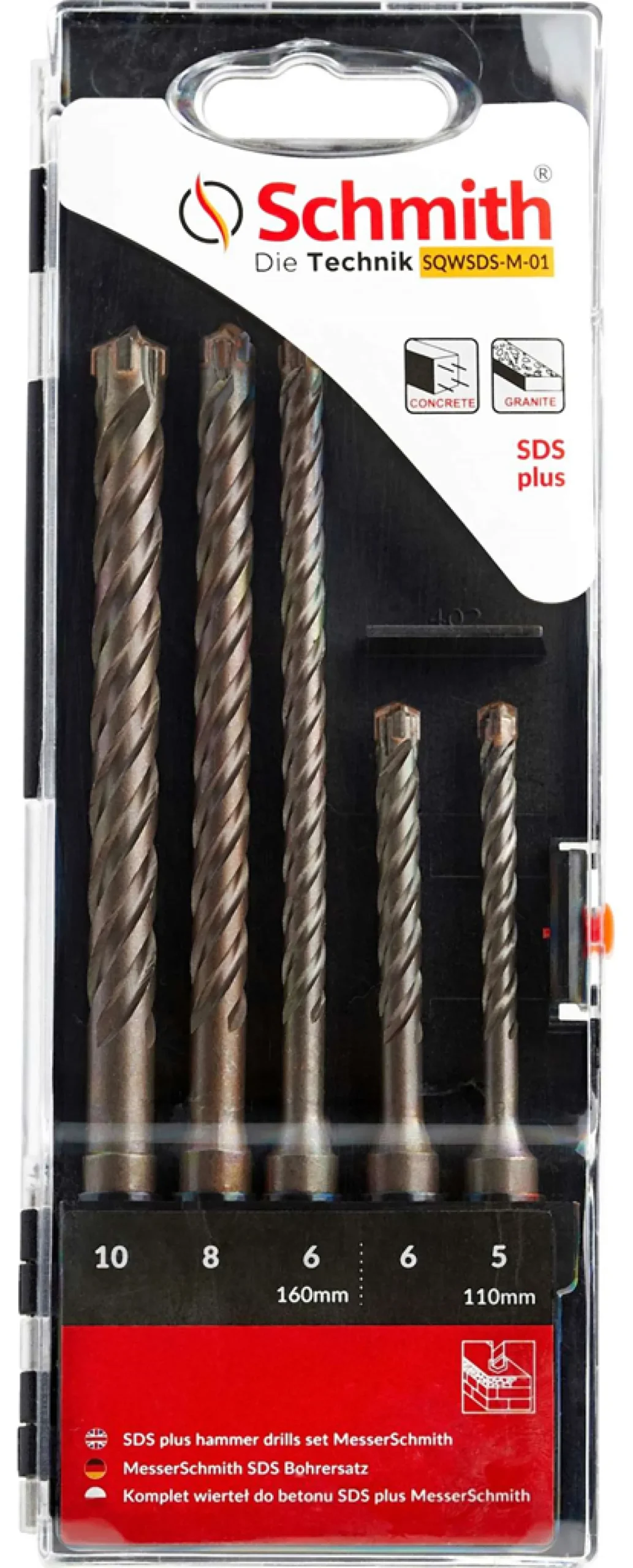 Zestaw wierteł do betonu SDS PLUS 5-6*110mm Schmith SQWSDS-M-01
