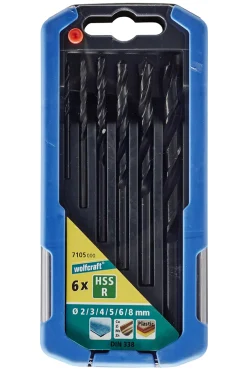Zestaw 6 wierteł spiralnych HSS 2-3-4-5-6-8 Wolfcraft WF7105000